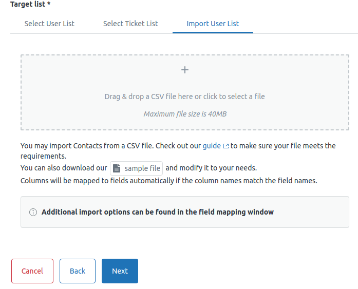 Import CSV file