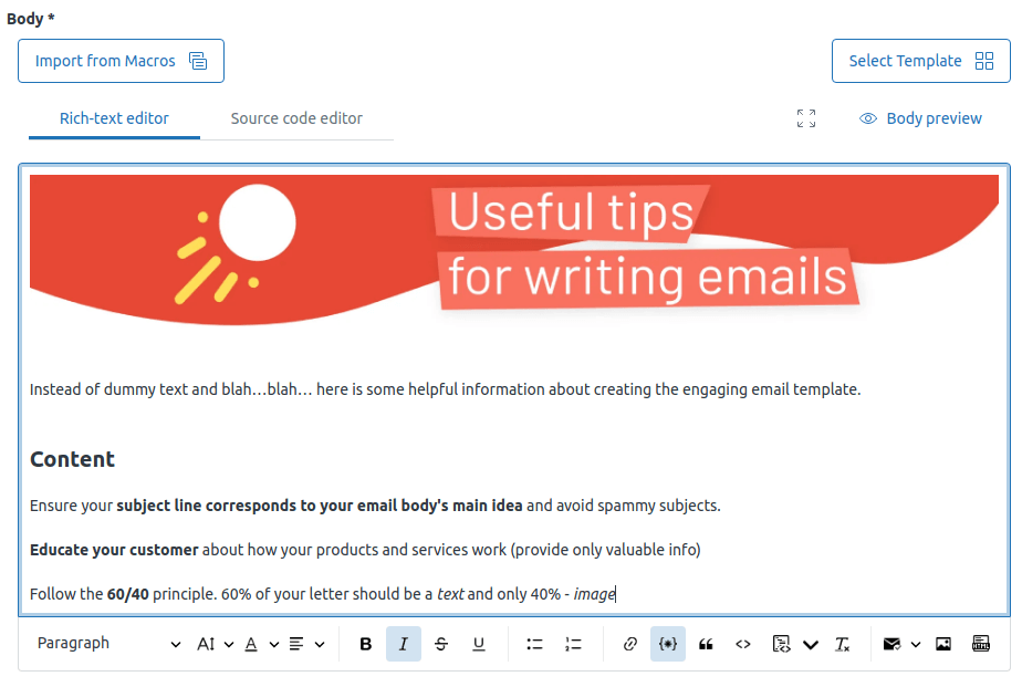Email formatting