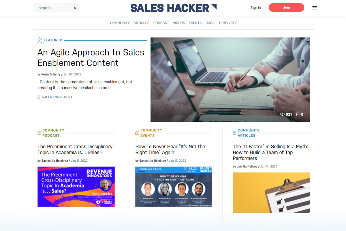 Sales Hacker blog