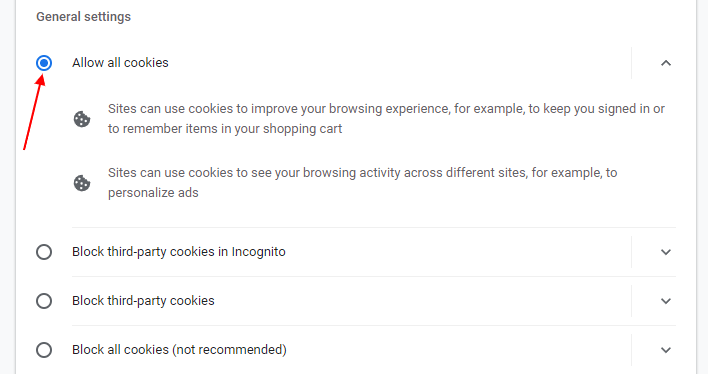 Allow All Coookies