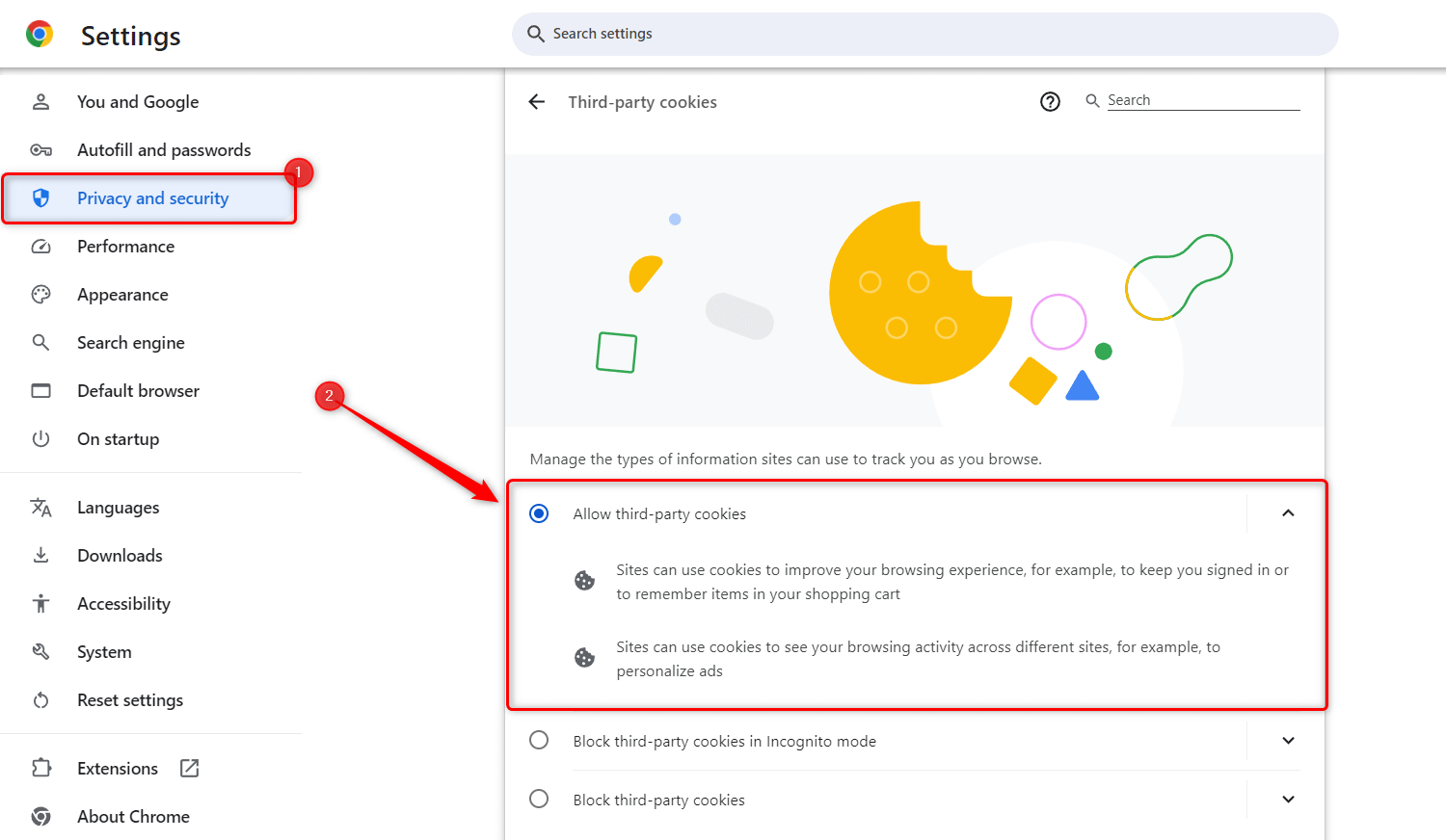 Chrome Allow-third-party cookies