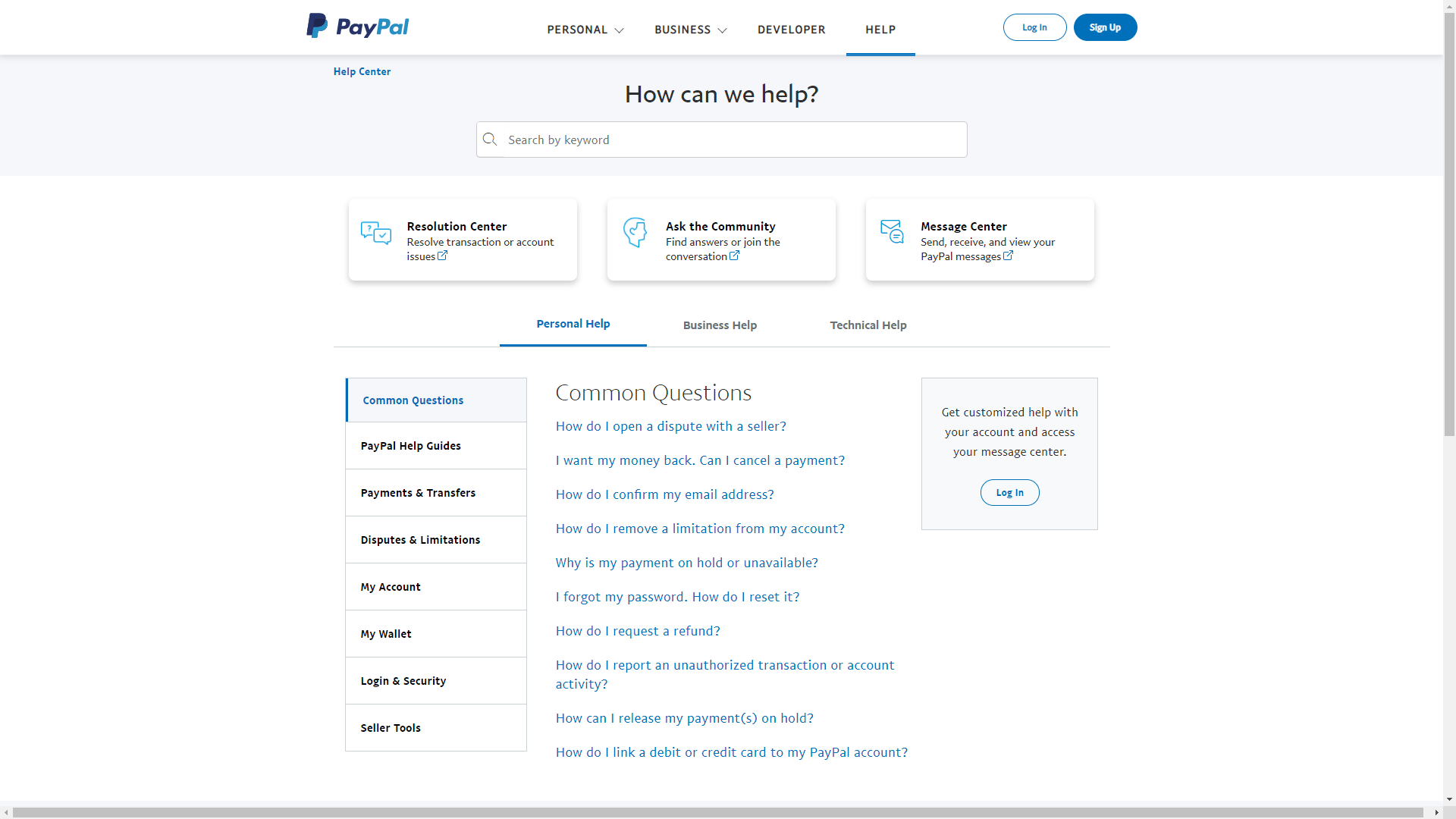 PayPal Help Center