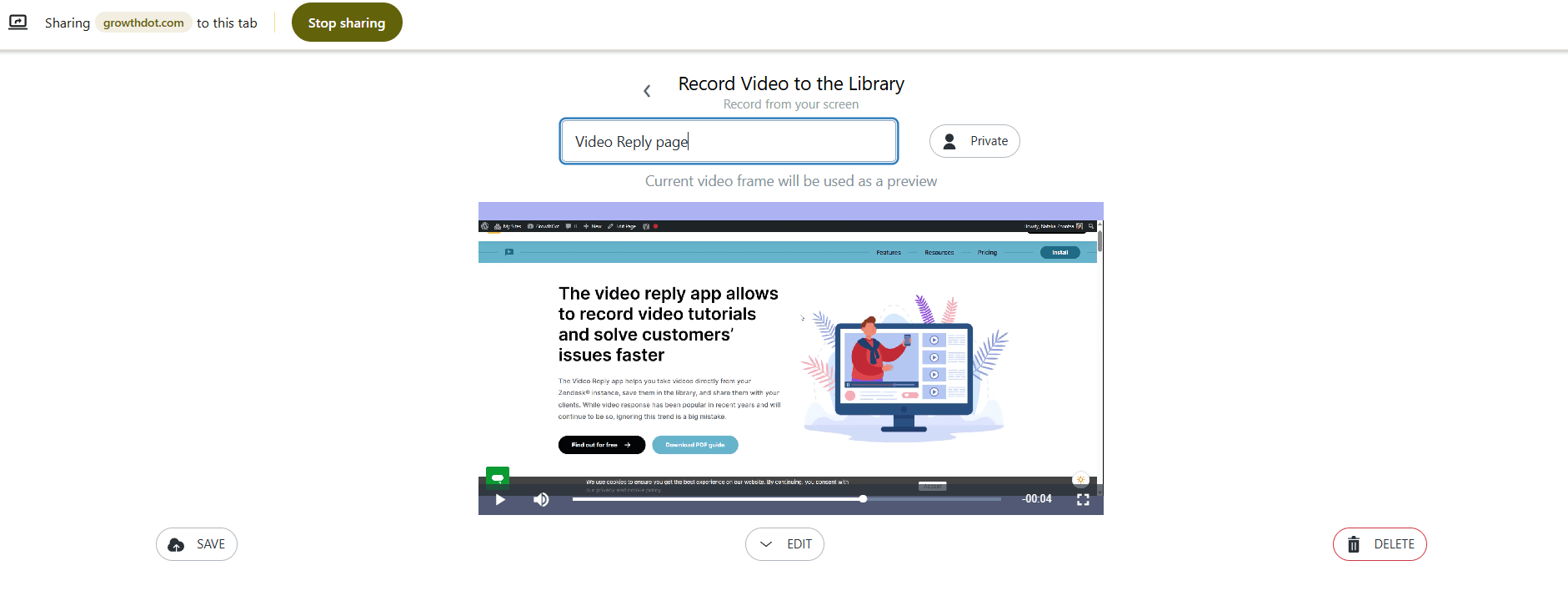 Video Reply page