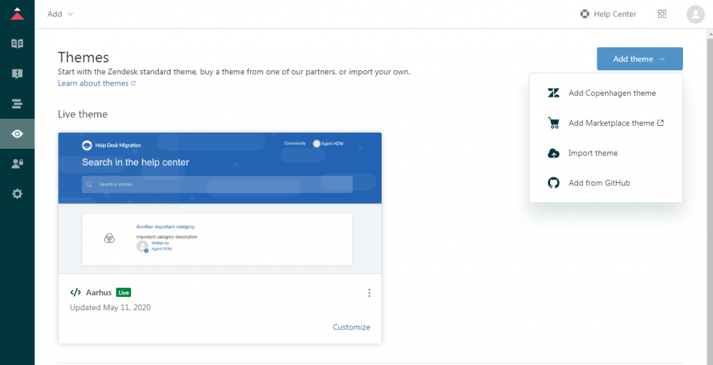 Add new theme to Zendesk Guide