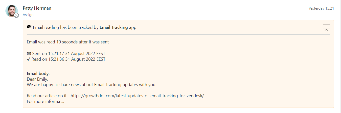 Internal Note For Email Tracking