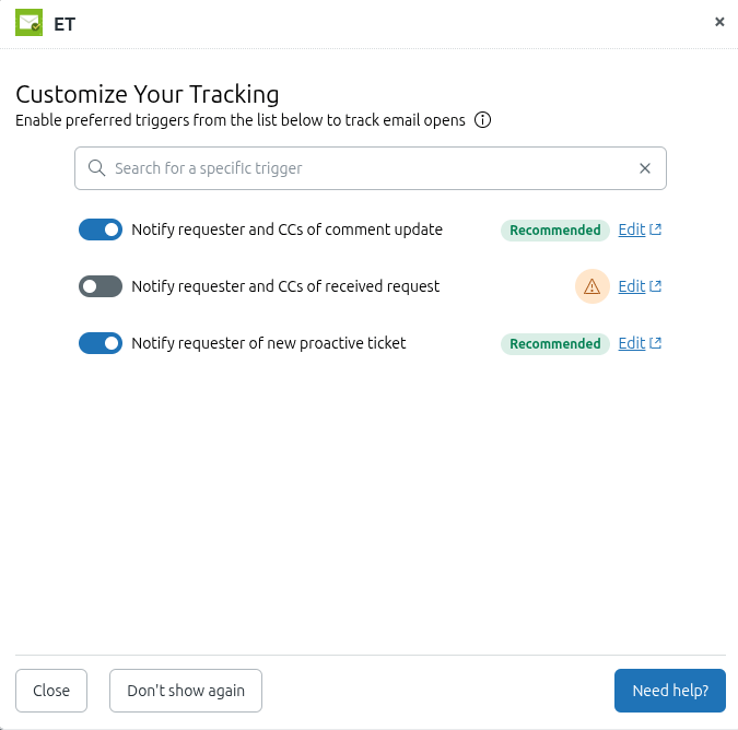 Activate triggers ET