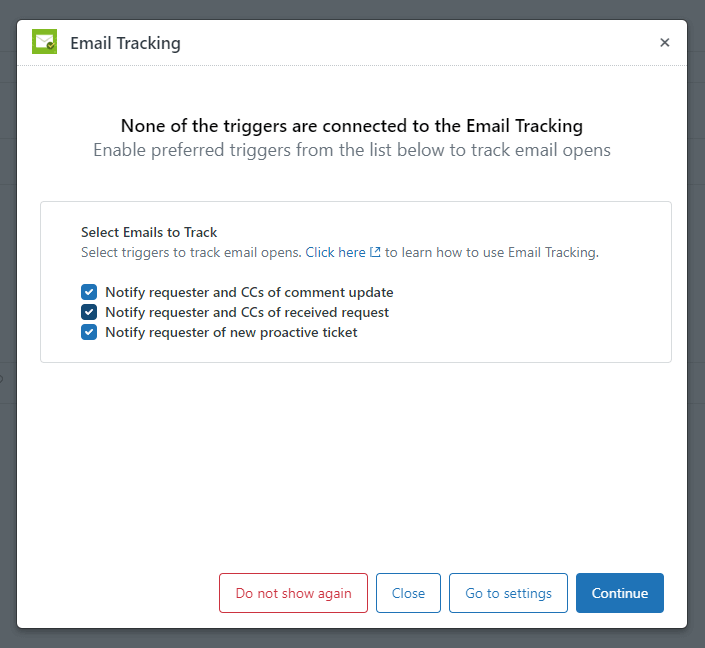 Email Tracking Triggers Popup