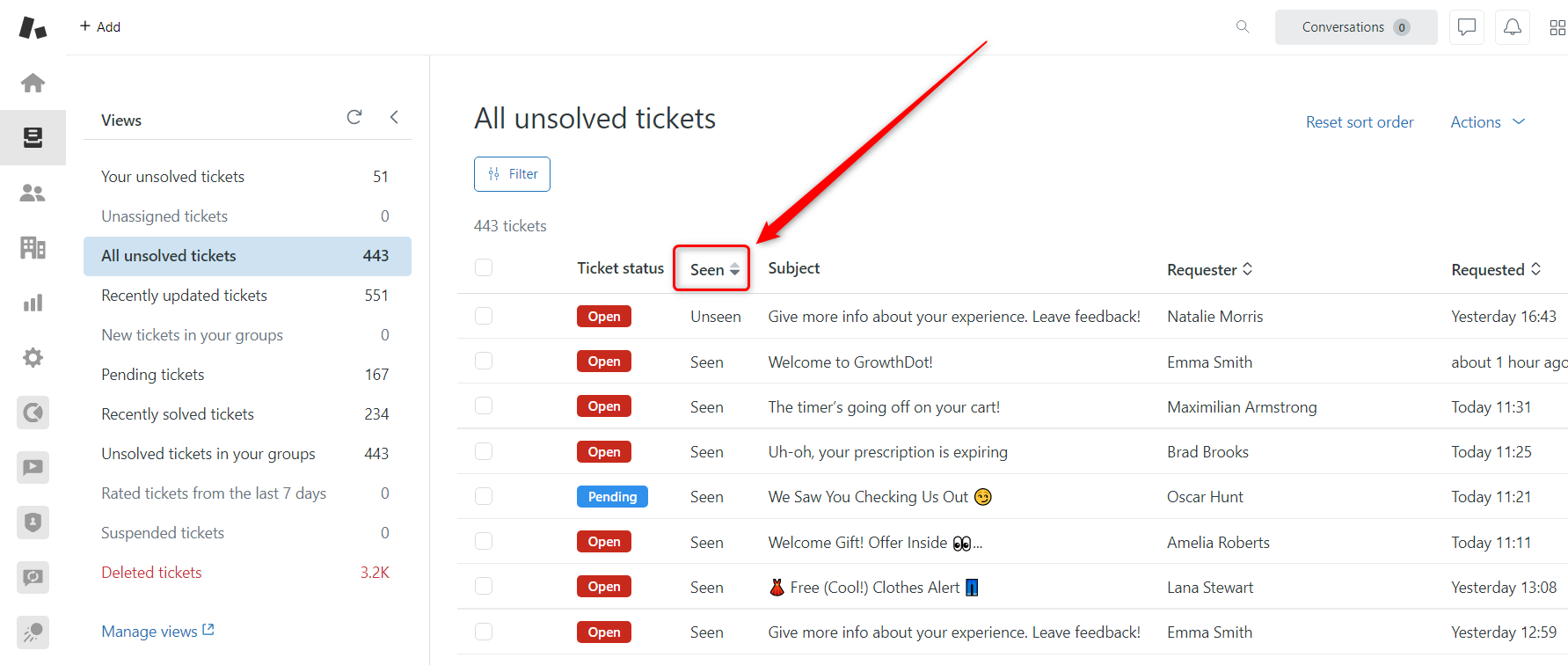Select Ticket View