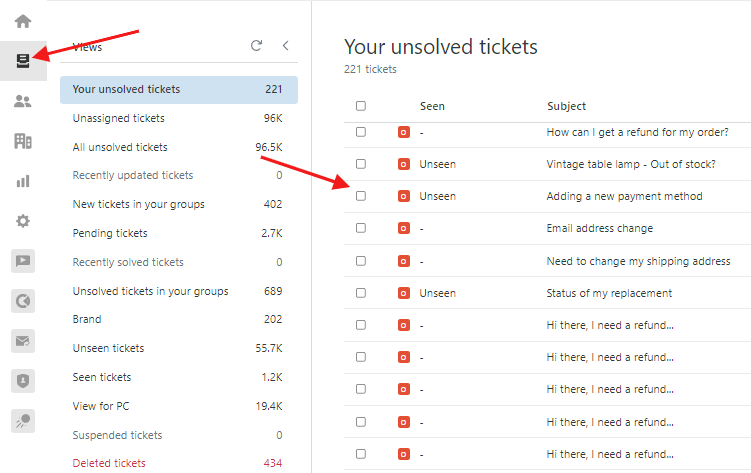 Ticket View Unsolved