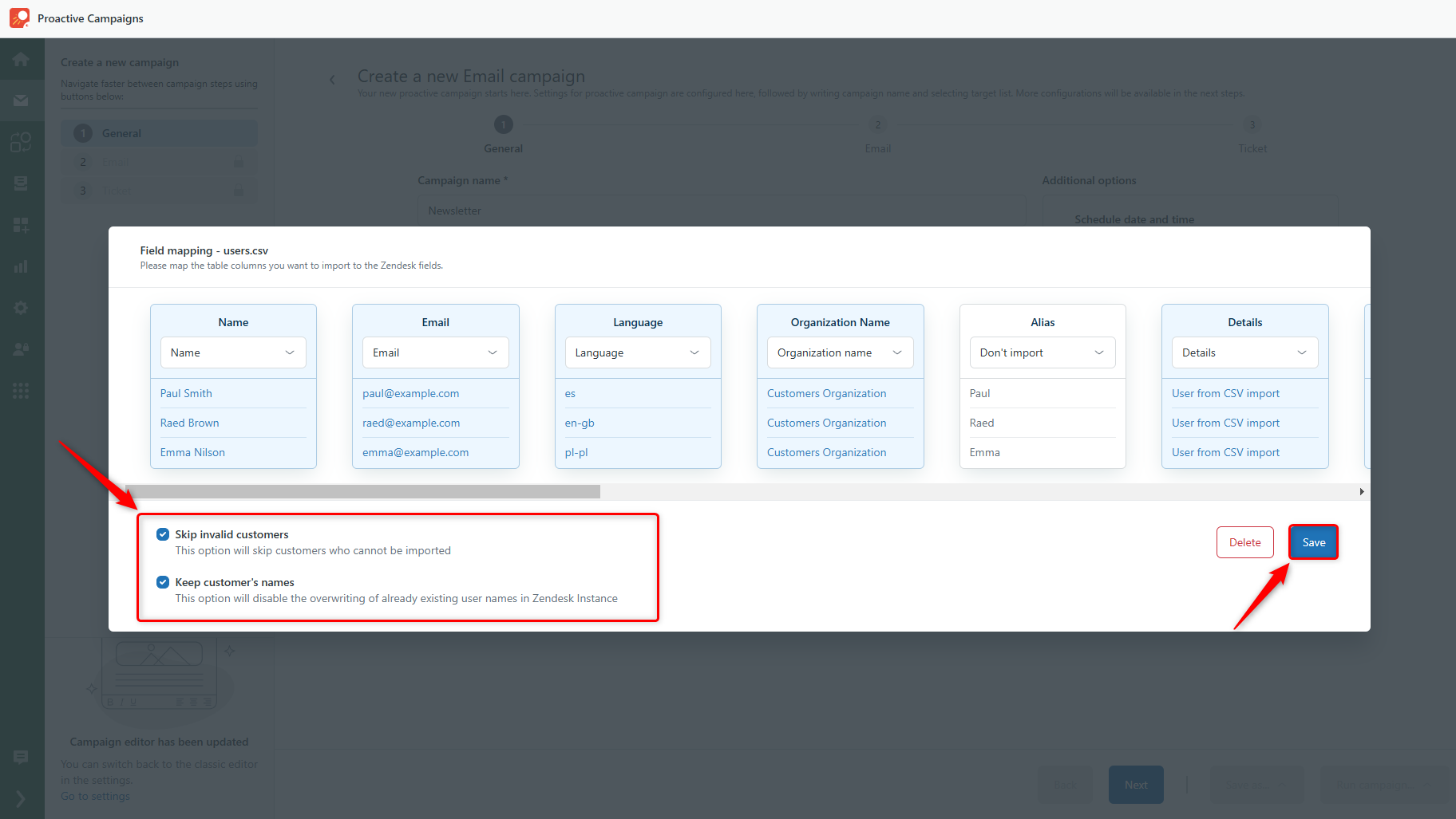 Additional Options in CSV File