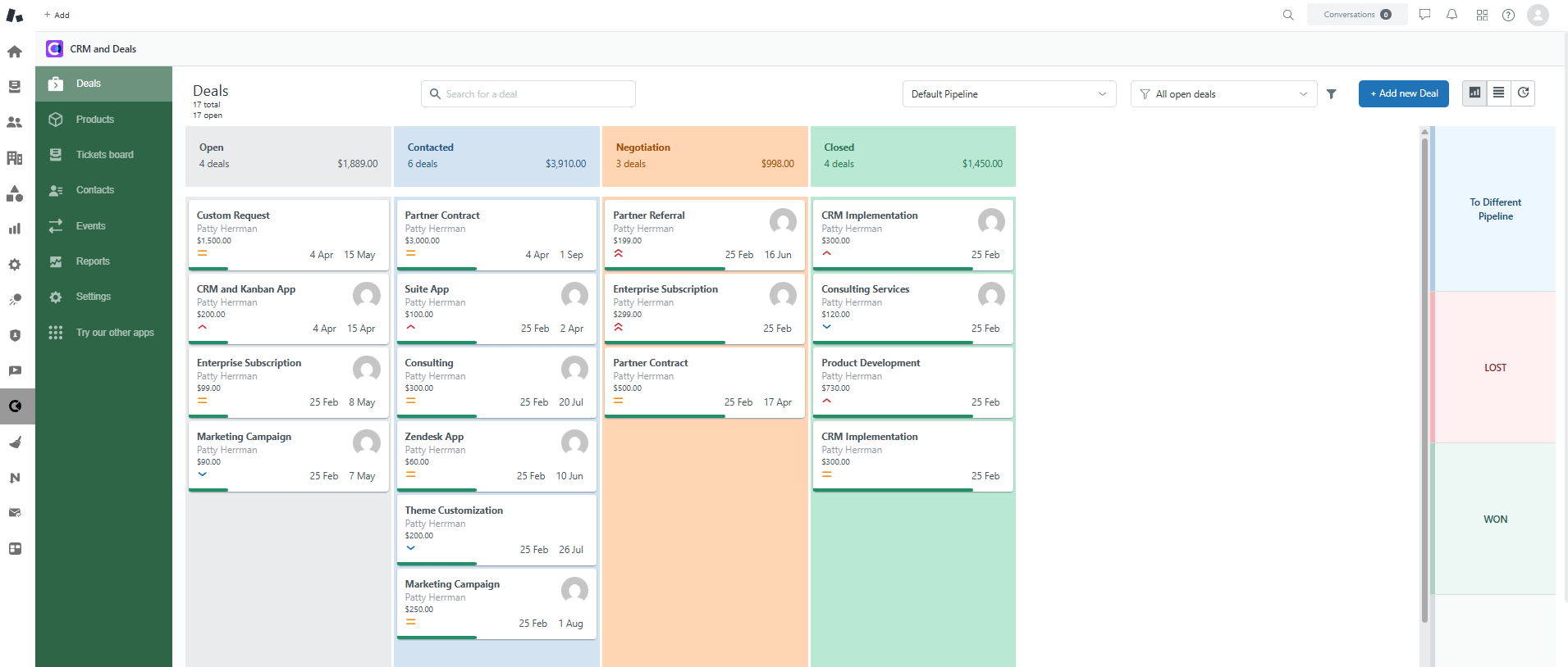 Zendesk CRM And Deals Tab