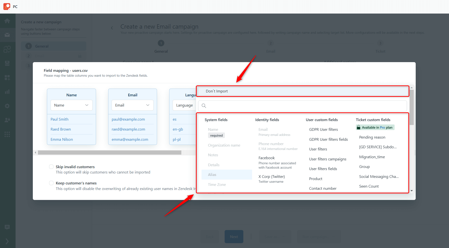 Map Fields Manually