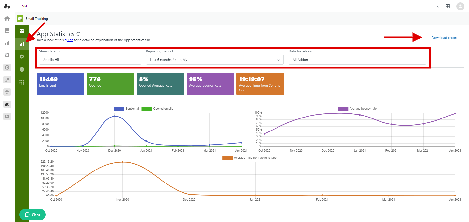 Download Reports In Email Tracking Statistics