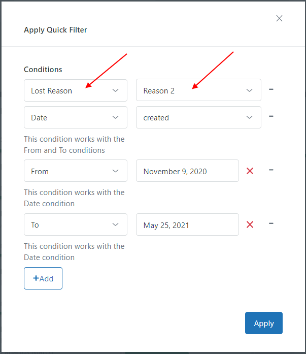 CRM And Deals For Zendesk Quick Filter