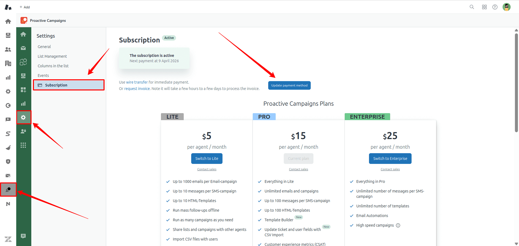 Proactive Campaigns Update
