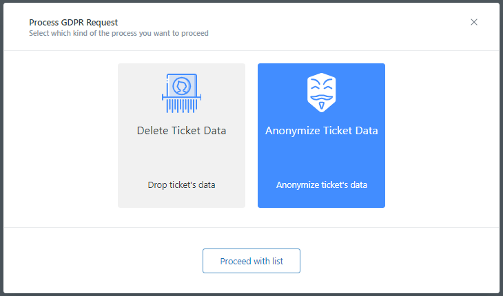 Ticket List Anonymizing Proceed