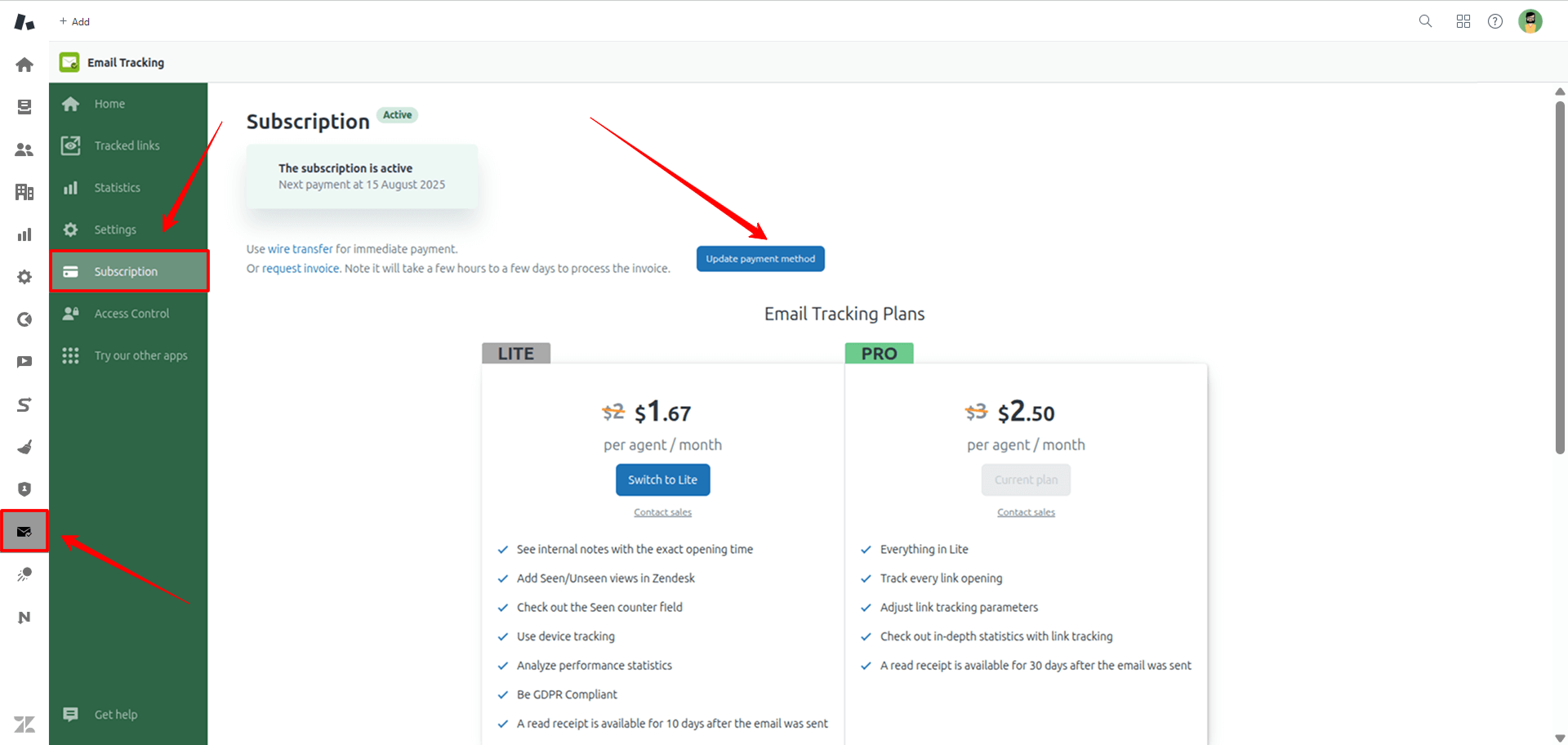 Update Payment ET