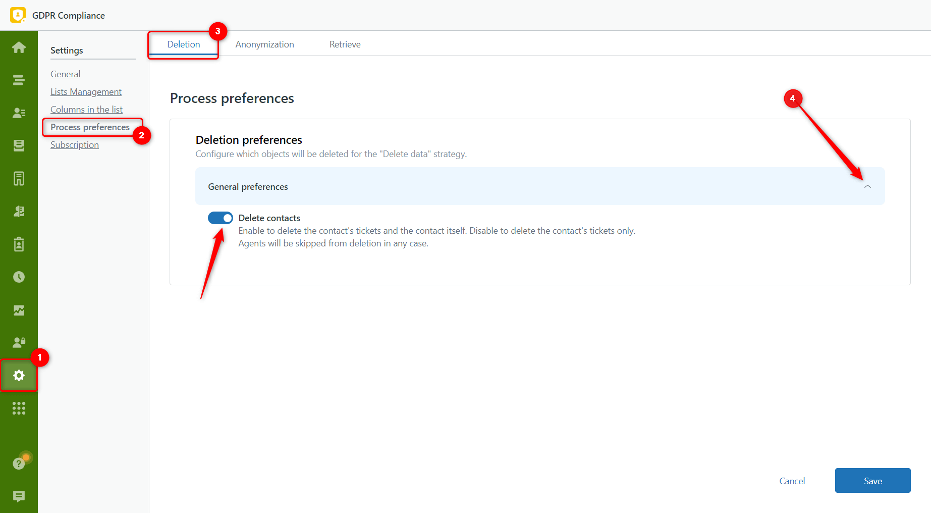 How to delete data in GDPR Compliance for Zendesk GrowthDot