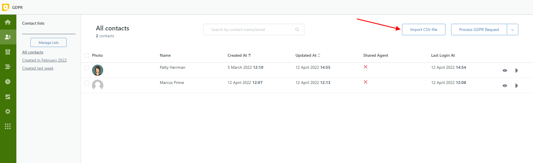 Import CSV file