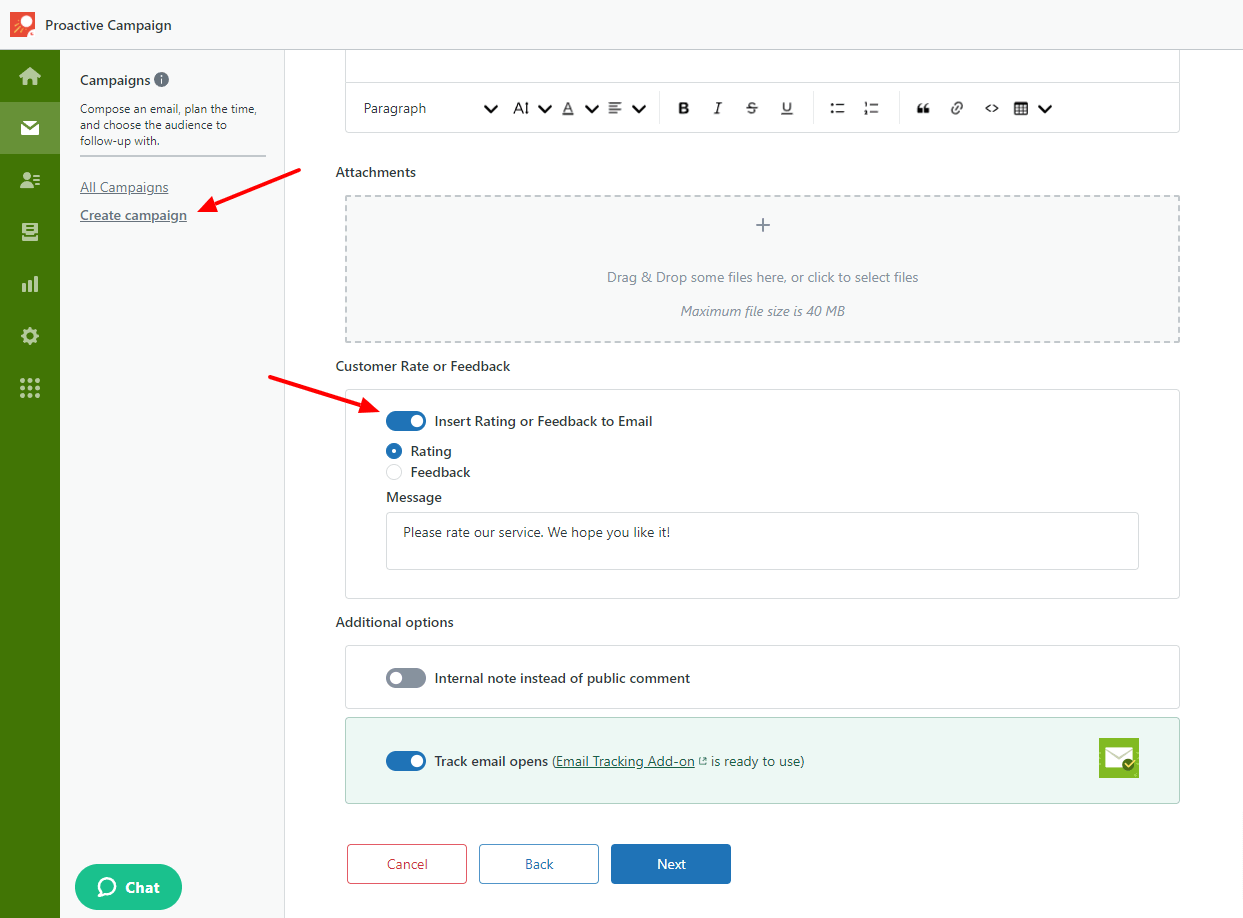 Update Proactive Campaigns Rate