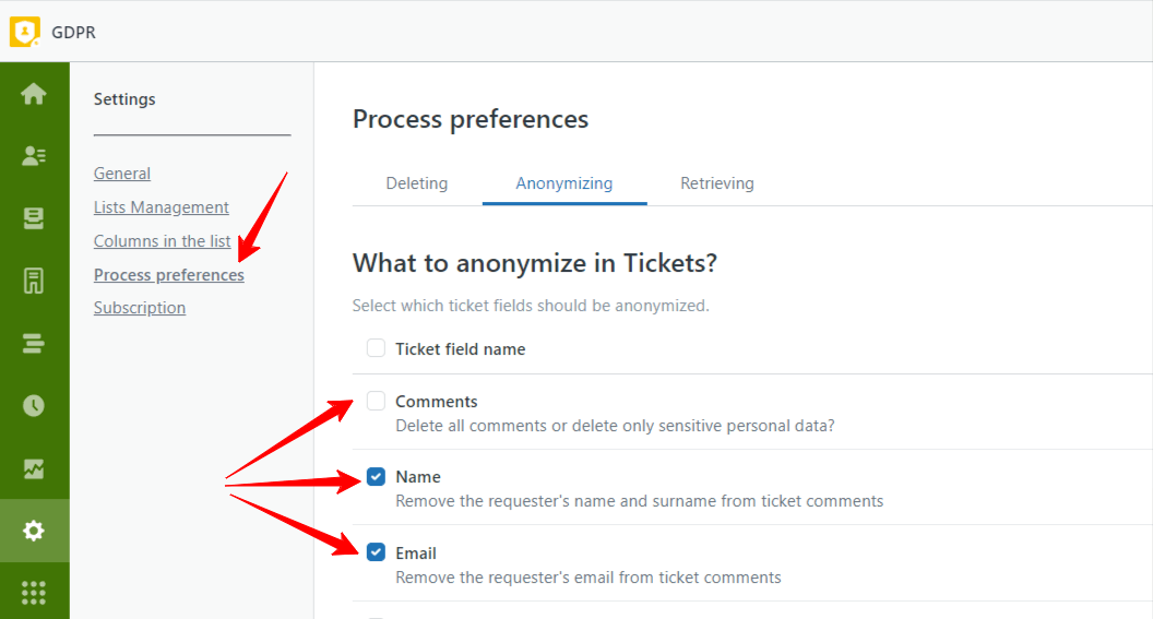 GDPR Process Preferences