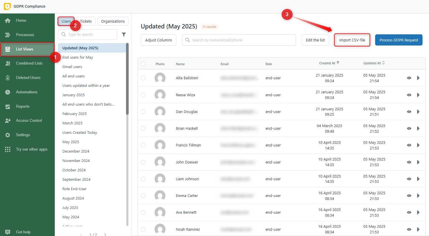 CSV Import GDPR