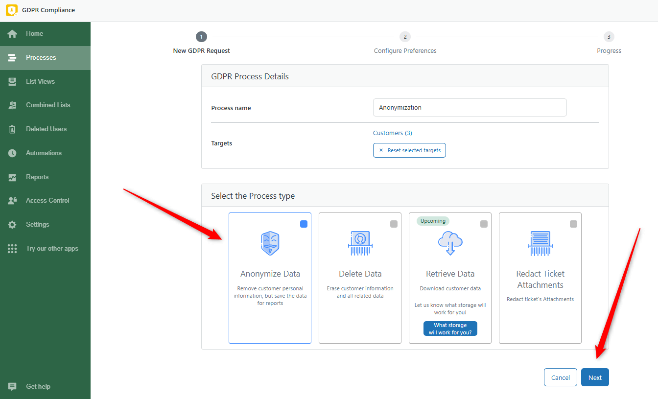 GDPR Request CSV