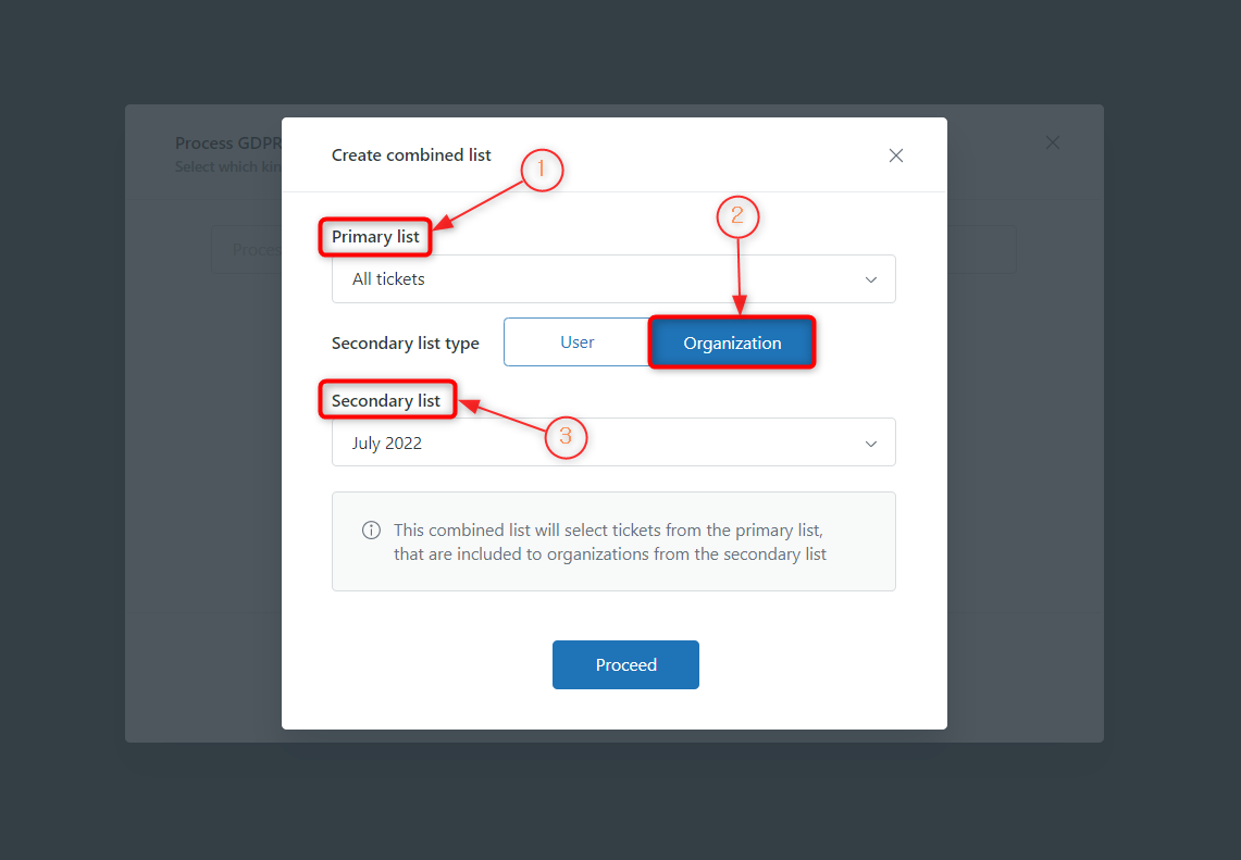 Process Ticket List Filtered By Orgs