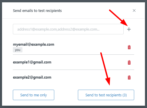 Send emails to test