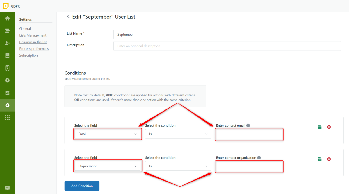 User List Orgs