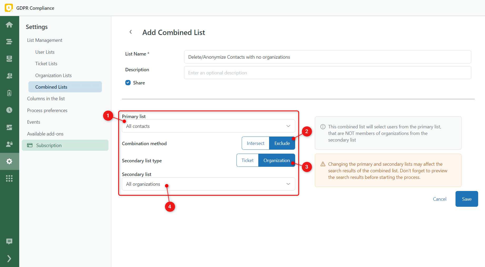 Combined List No Organizations