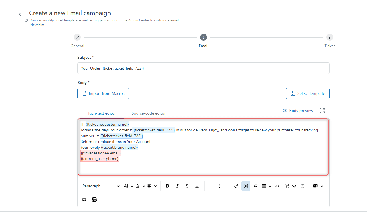 Email placeholders