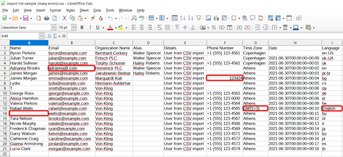 CSV Errors