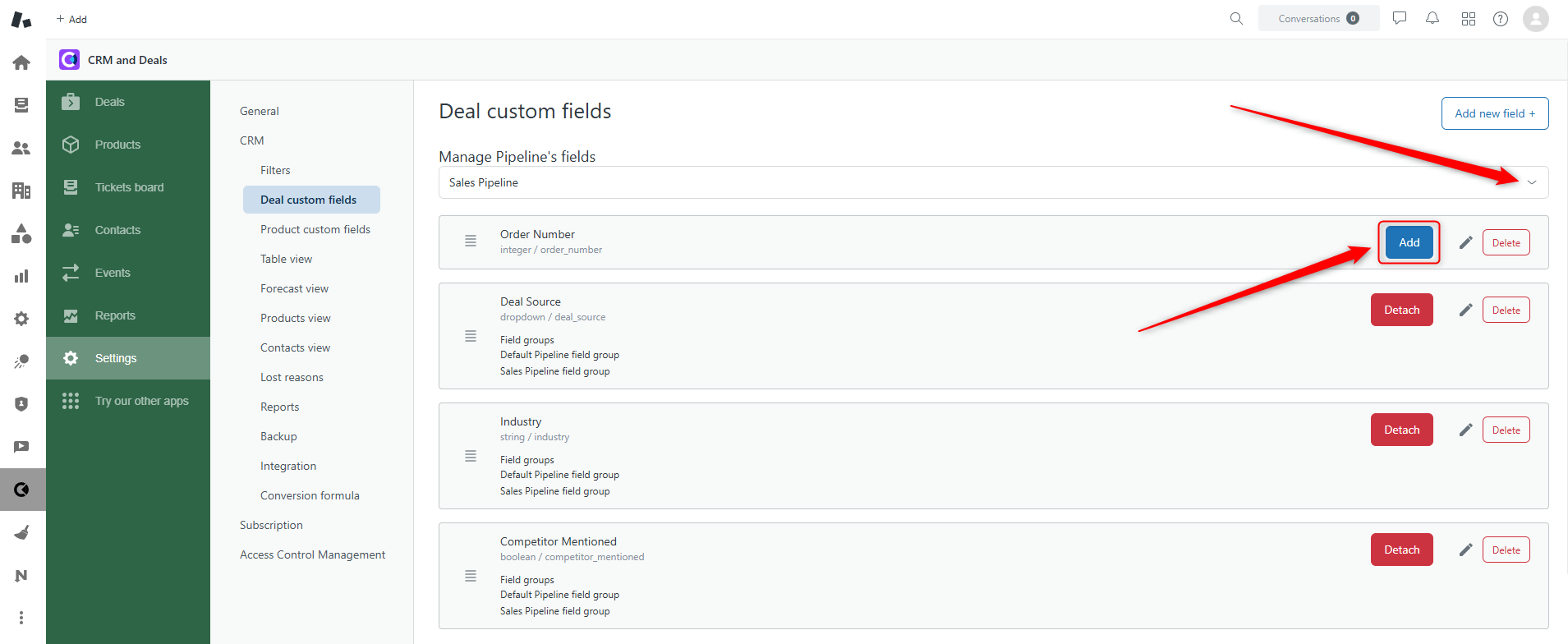 Manage Pipeline Field