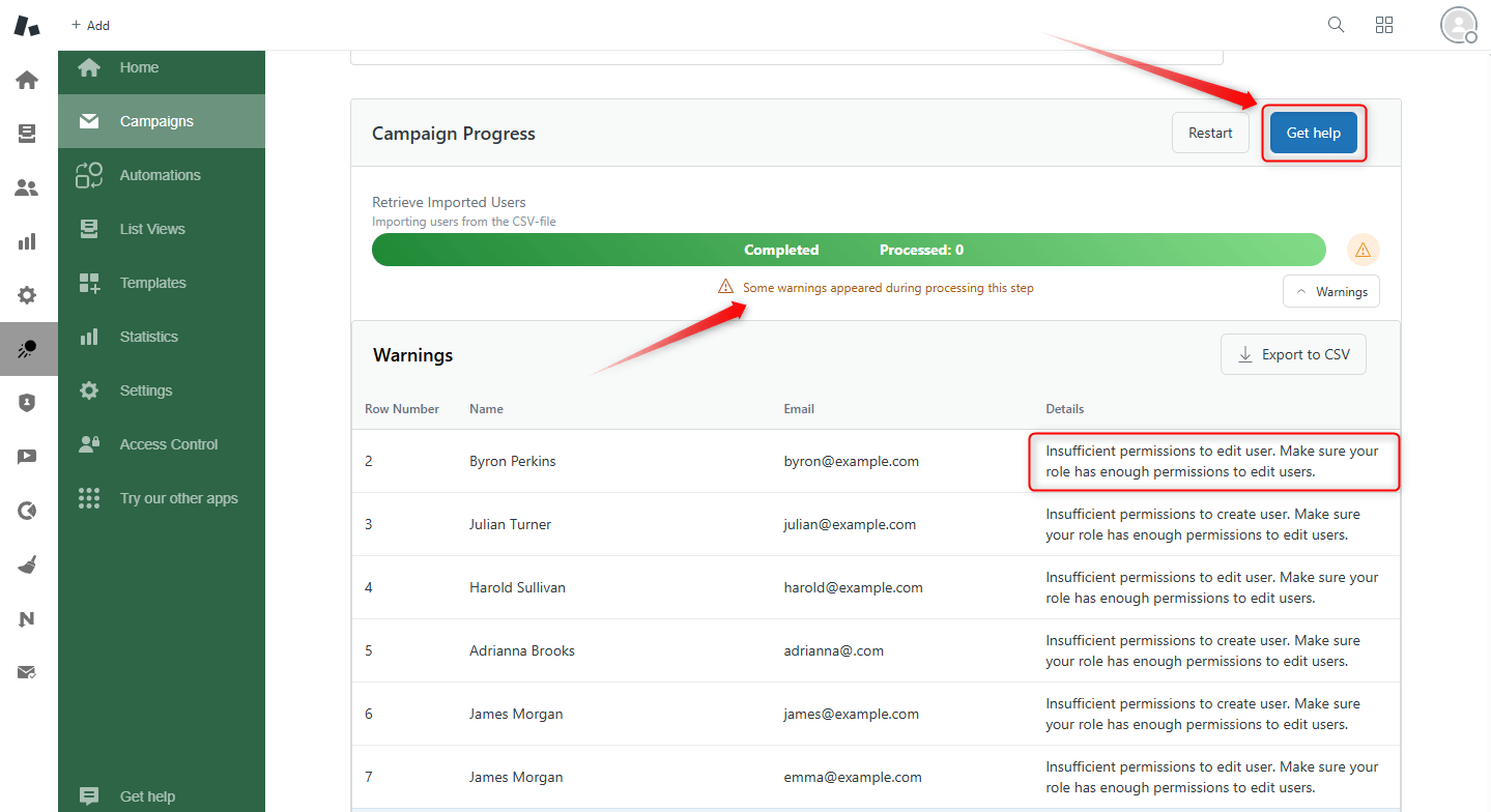 Restricted user import