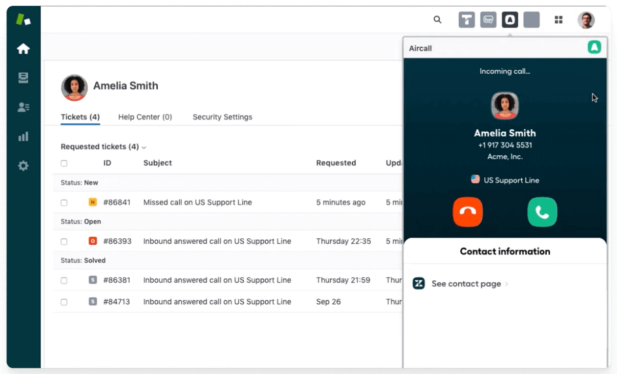 Aircall Zendesk App