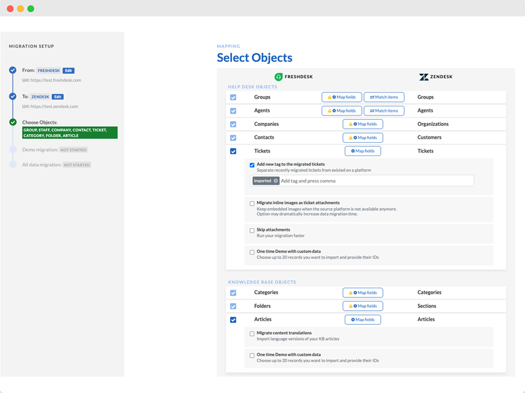 Help Desk Migration Configuartions