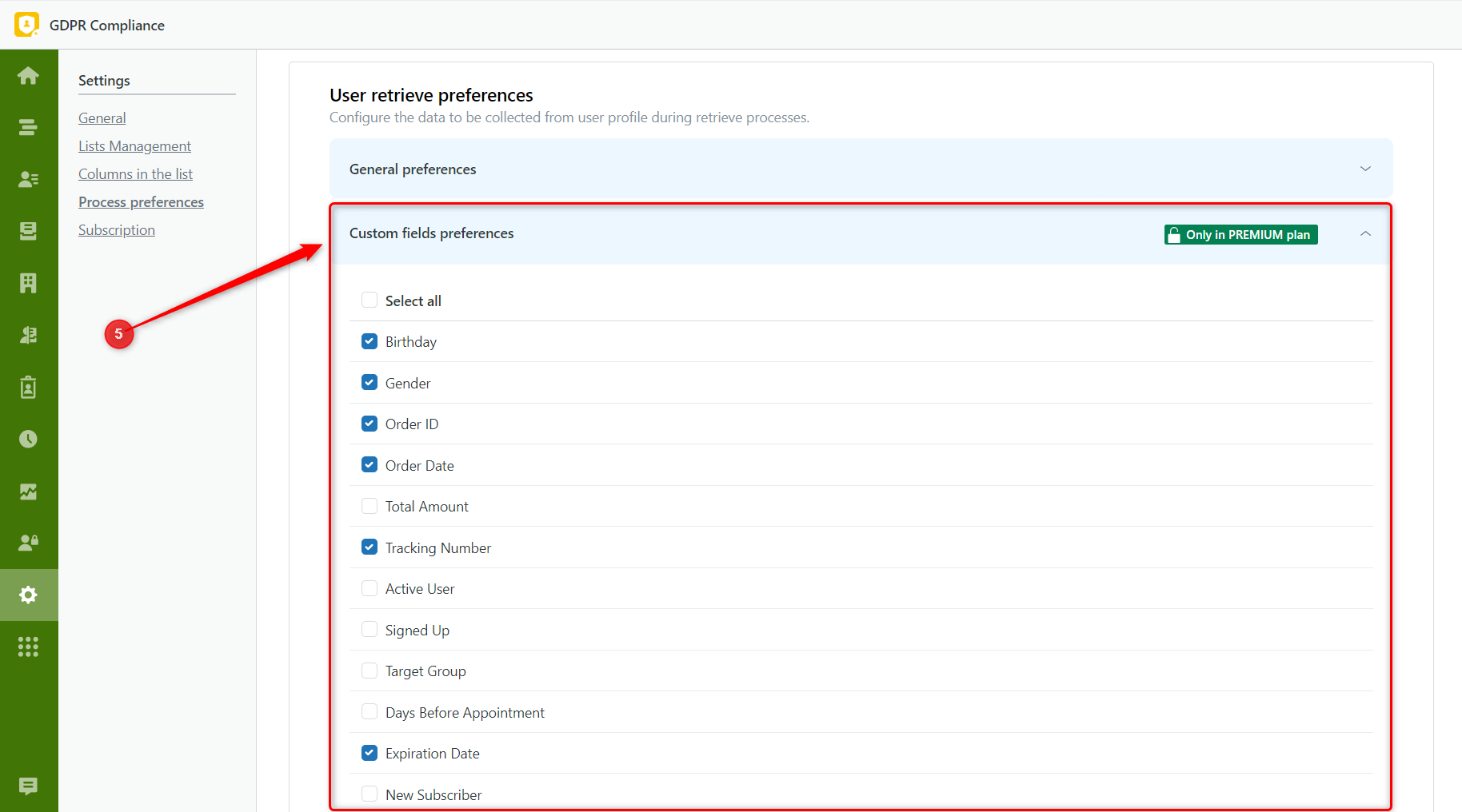 User Custom Fields Preferences