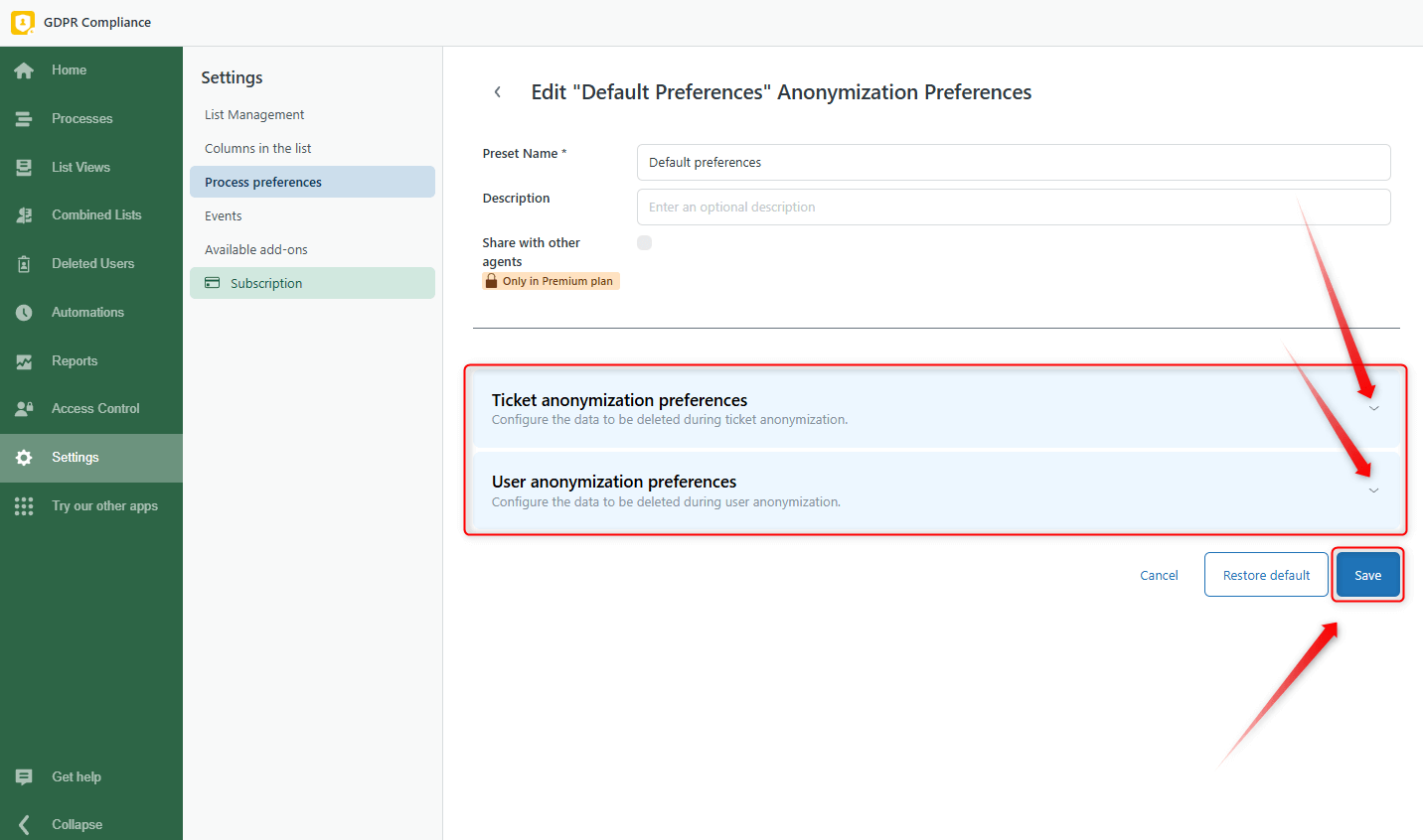 Anonymization Preferences