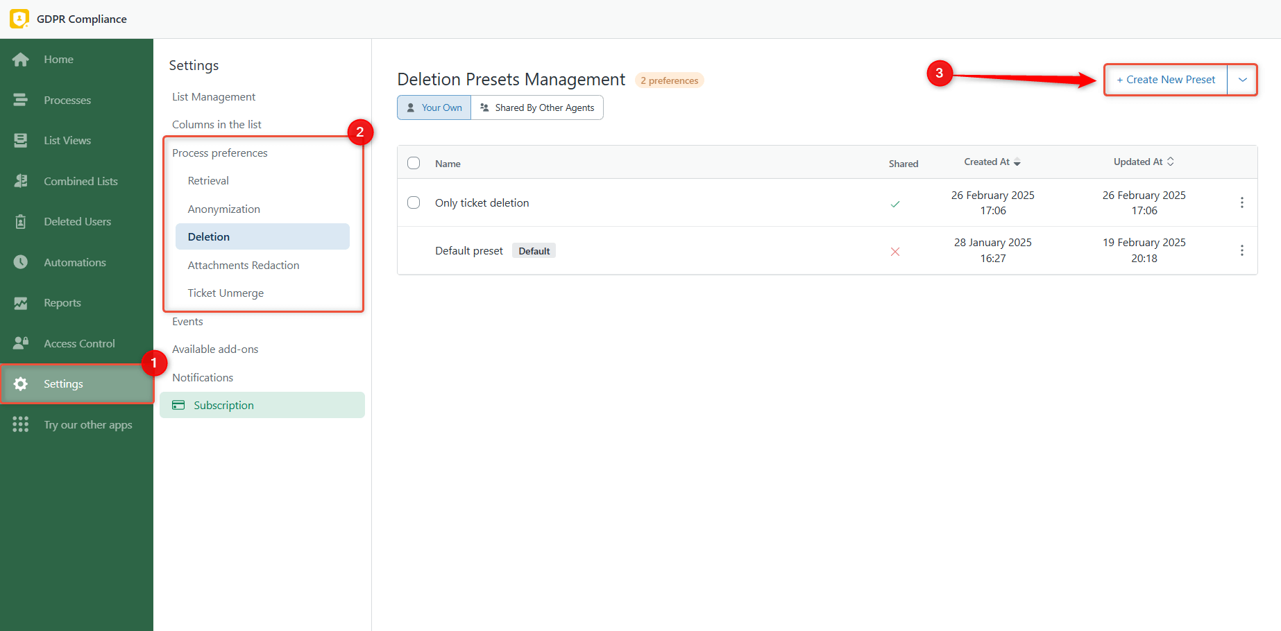 Create Process Preference Preset Create Process Preference Preset
