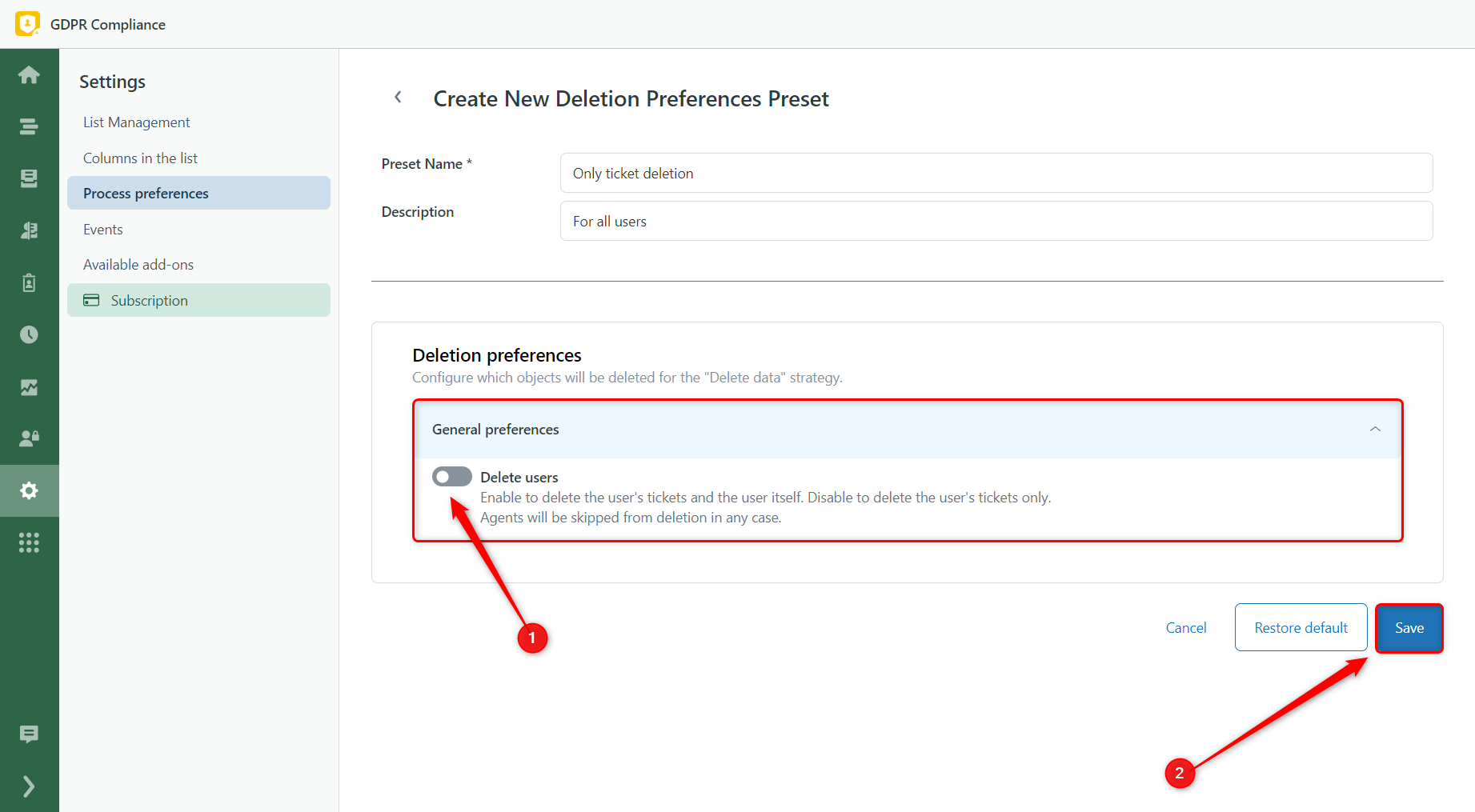 Deletion Preferences