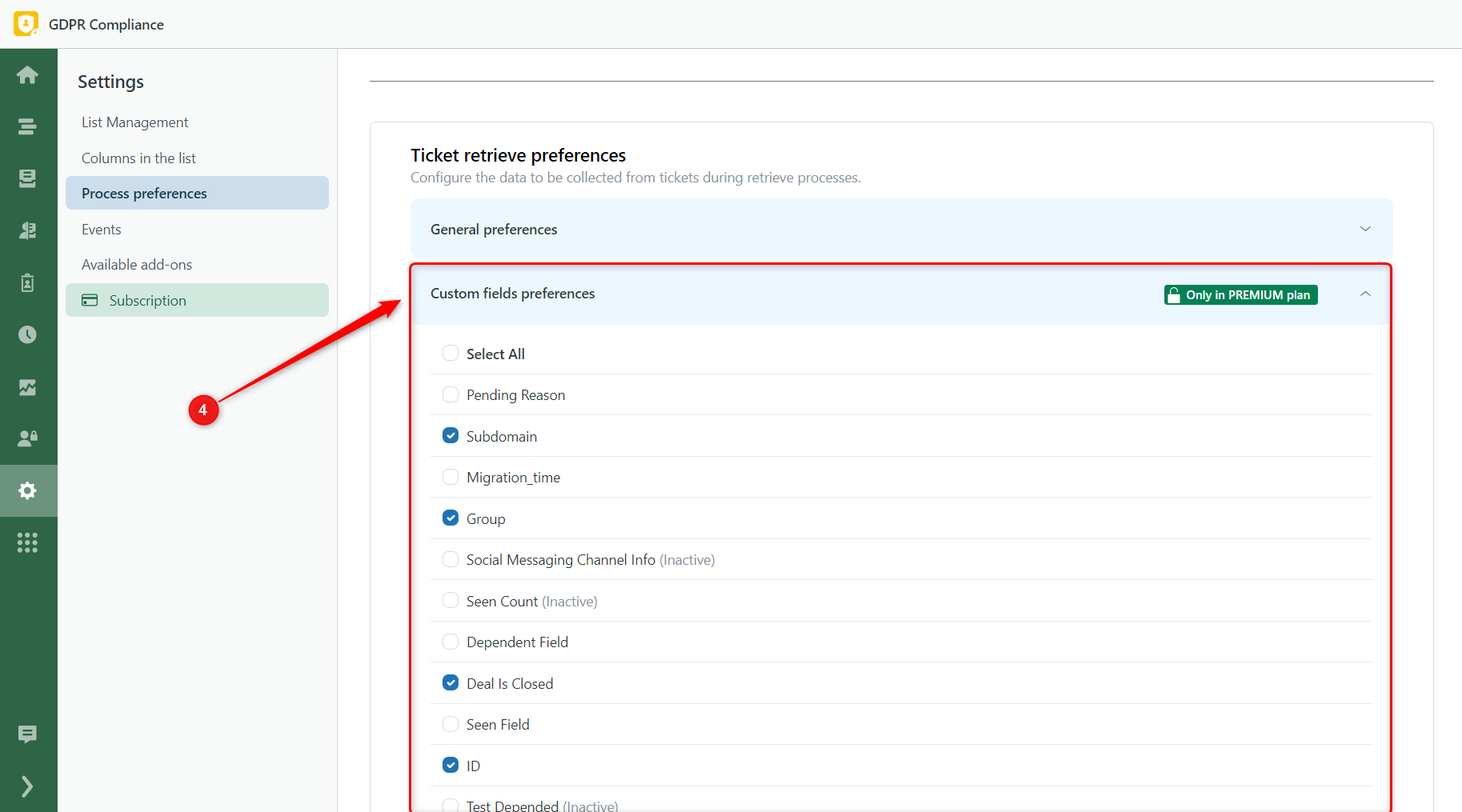 Ticket Custom Fields Preferences