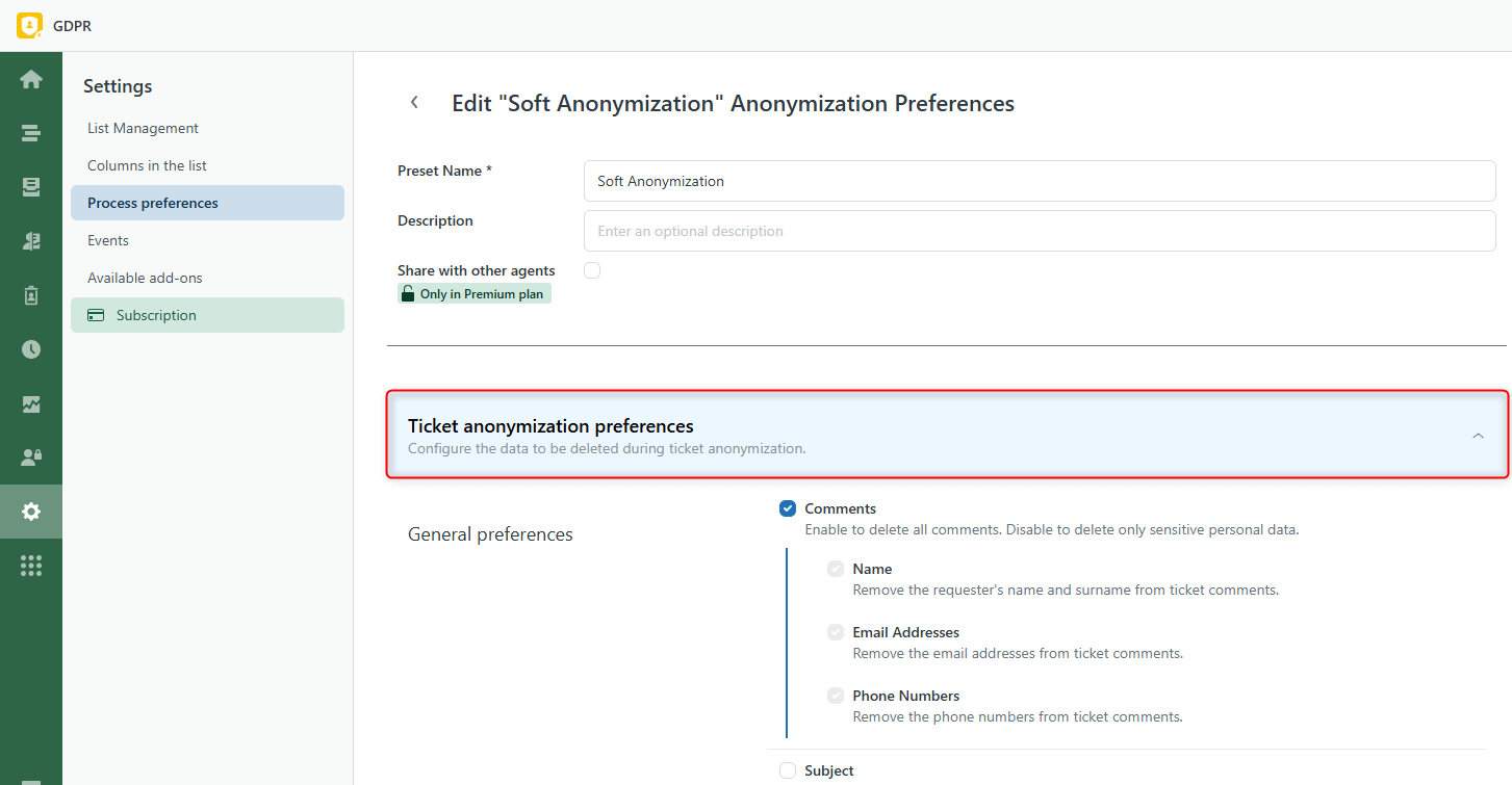 Ticket preferences 