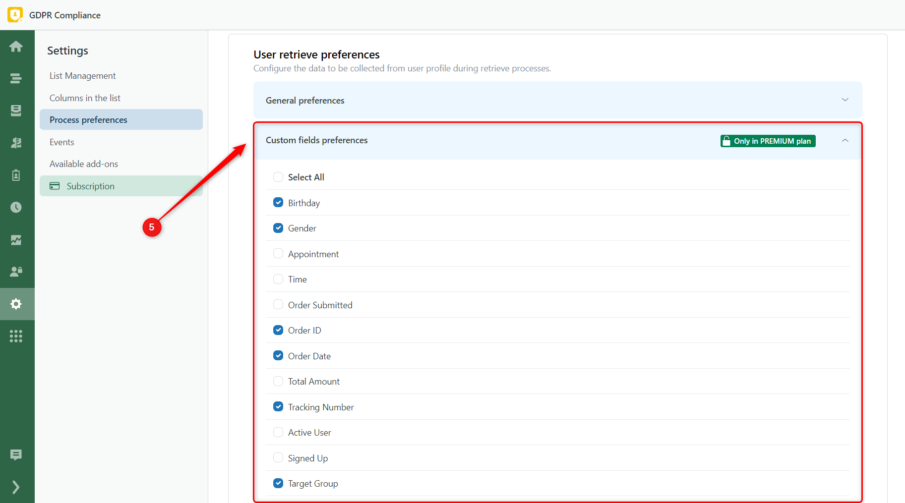 User Custom Fields Preferences