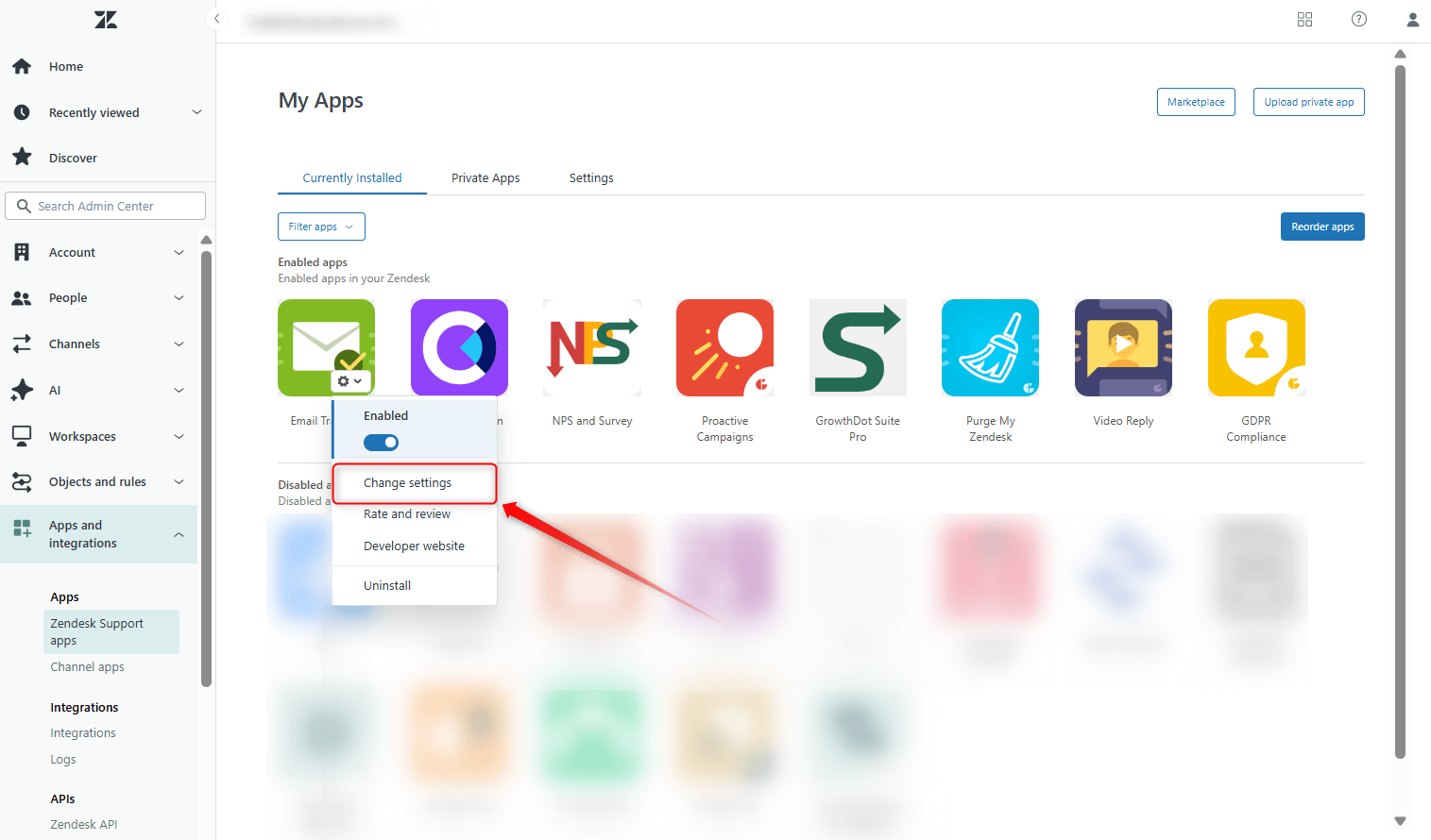 ET Change Settings Zendesk