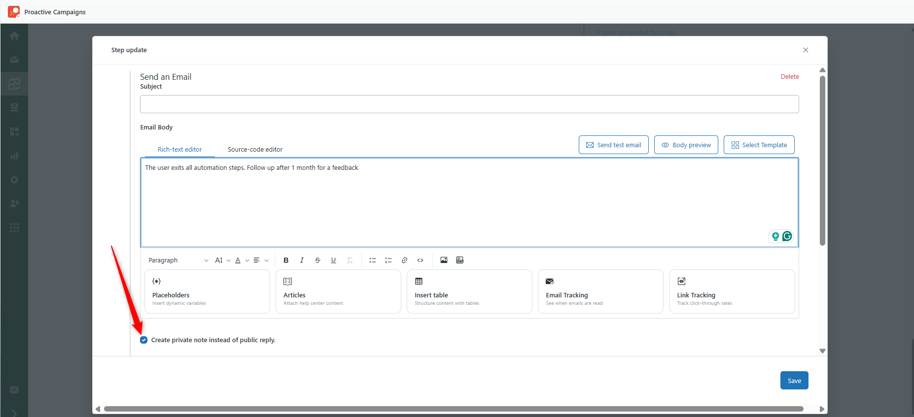 Create Internal Note