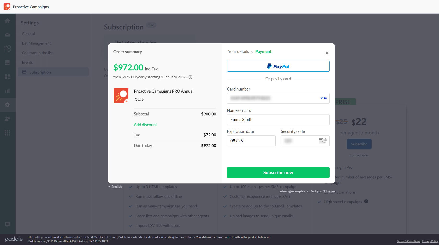 Payment Details