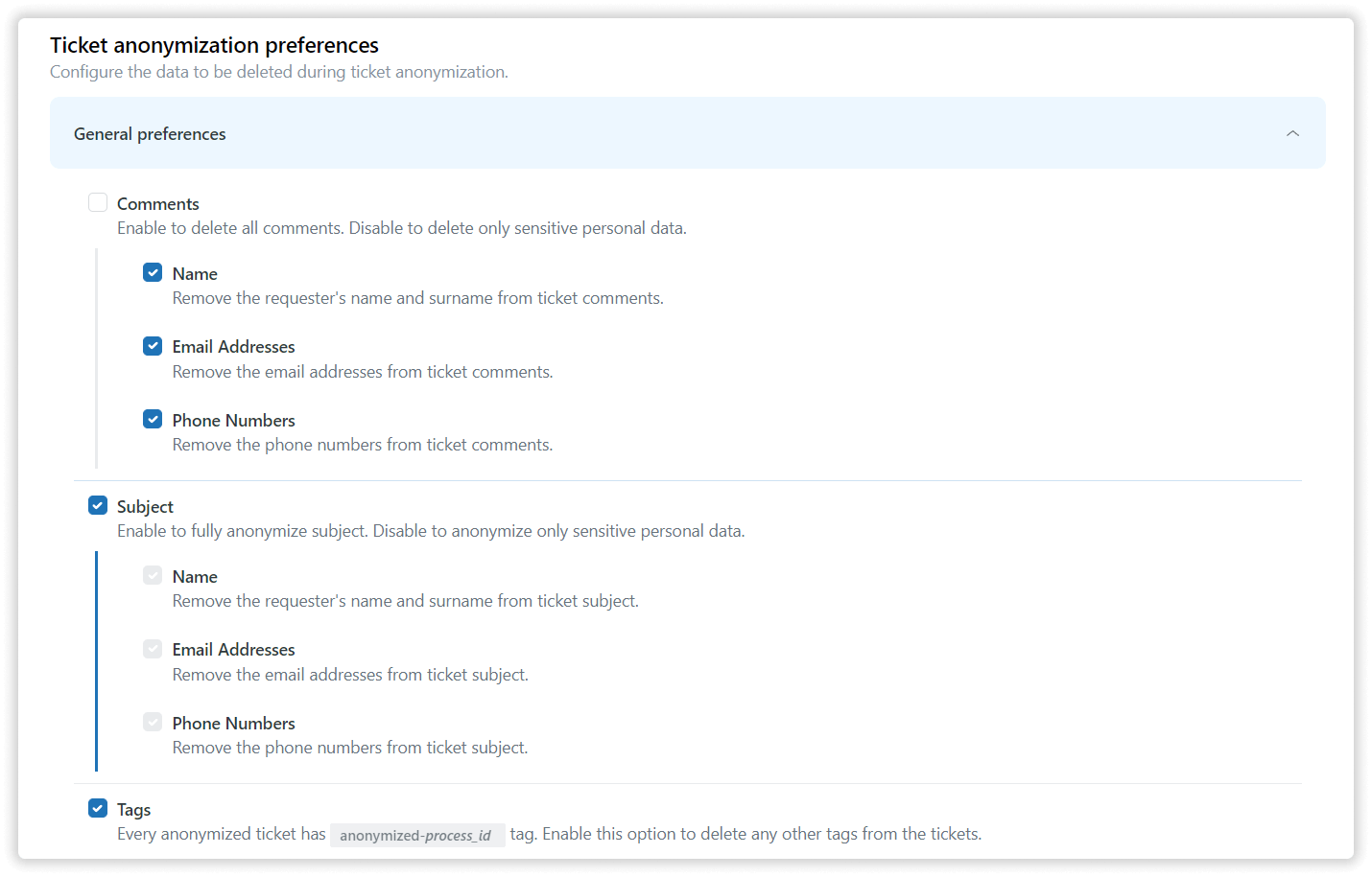 GDPR Process Preferences