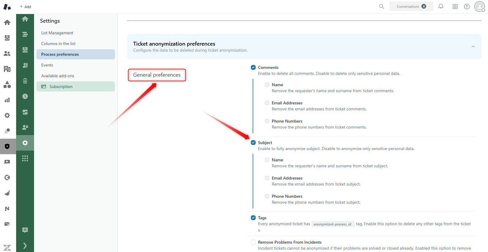 General Subject GDPR