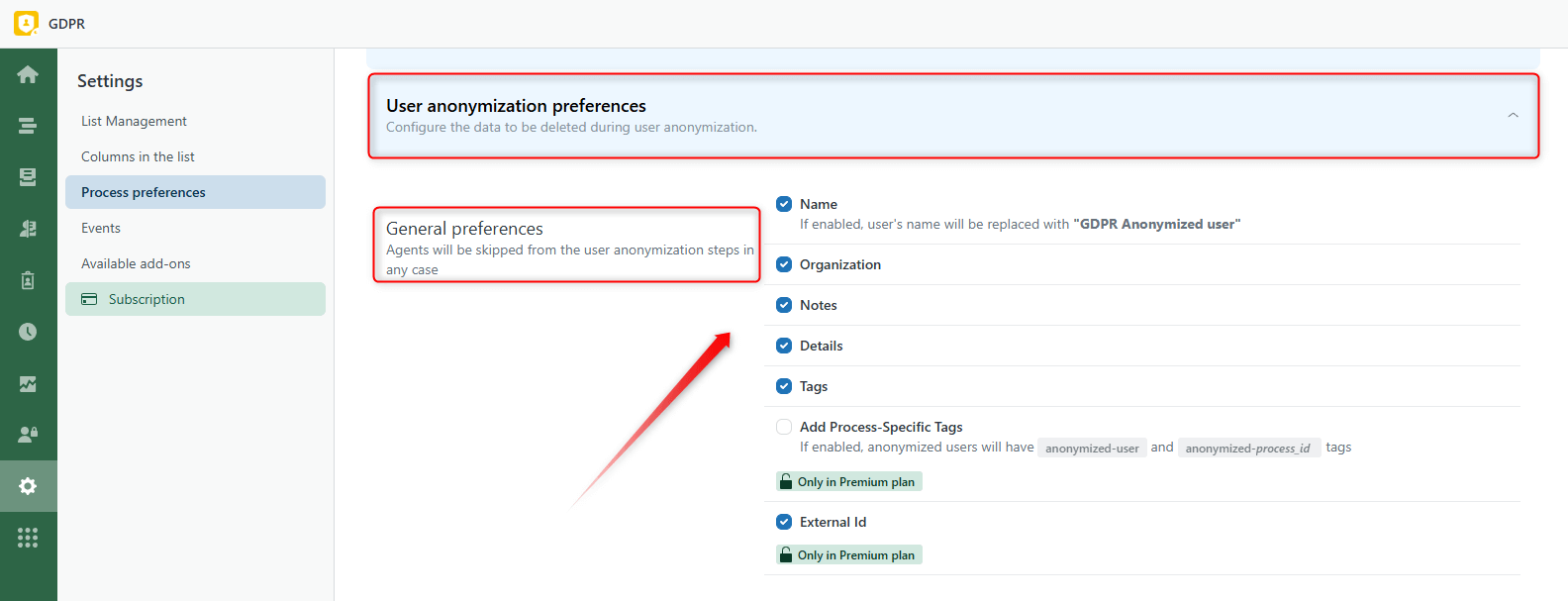 User General Preferences
